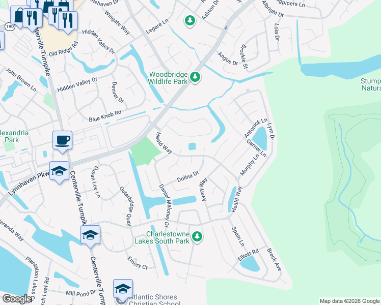 map of restaurants, bars, coffee shops, grocery stores, and more near 908 Hodges Place in Virginia Beach