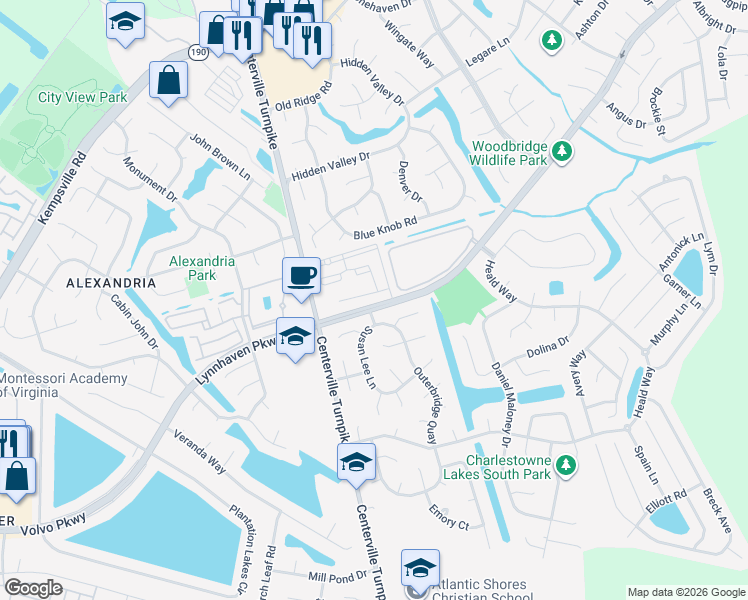 map of restaurants, bars, coffee shops, grocery stores, and more near 5621 Freewill Lane in Virginia Beach