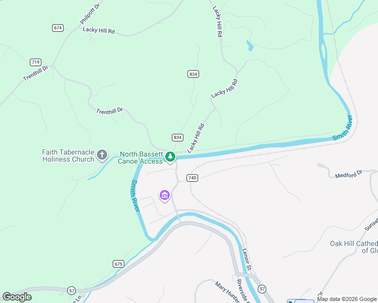 map of restaurants, bars, coffee shops, grocery stores, and more near 200 Pritt Place Lane in Bassett