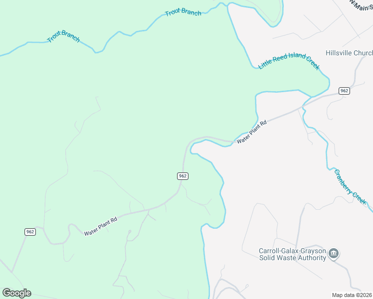 map of restaurants, bars, coffee shops, grocery stores, and more near Water Plant Road in Hillsville