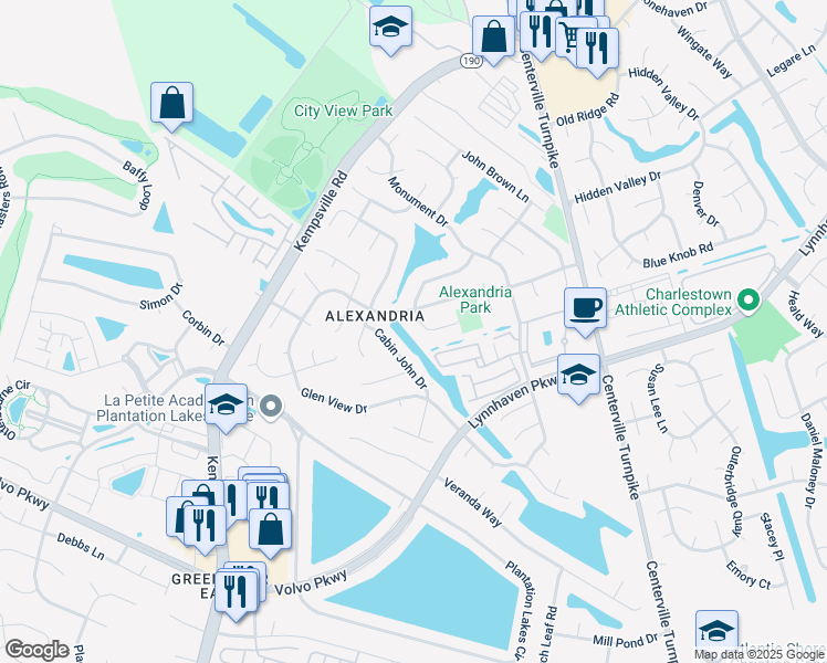 map of restaurants, bars, coffee shops, grocery stores, and more near 5580 Cabin John Drive in Virginia Beach