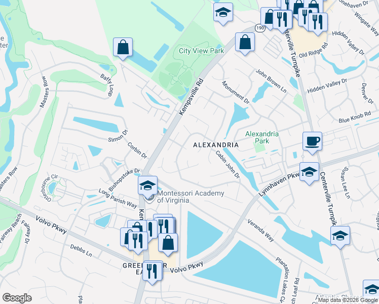 map of restaurants, bars, coffee shops, grocery stores, and more near 5600 Dunn Loring Court in Virginia Beach
