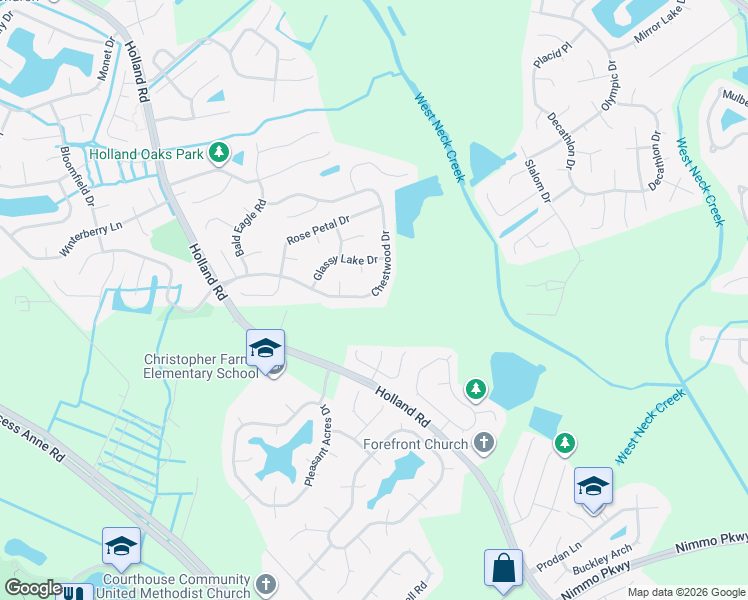 map of restaurants, bars, coffee shops, grocery stores, and more near 1769 Chestwood Drive in Virginia Beach
