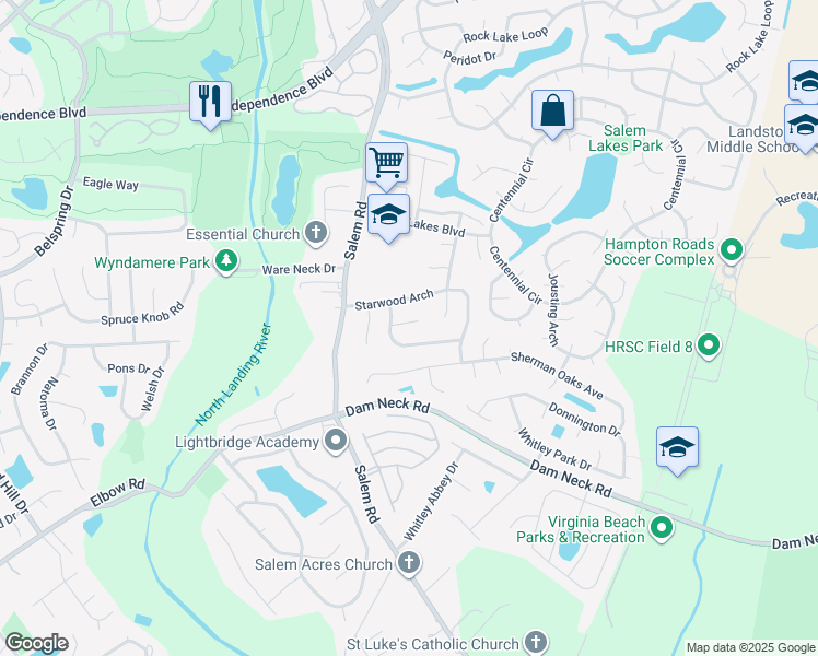 map of restaurants, bars, coffee shops, grocery stores, and more near 4117 Stillwood Court in Virginia Beach