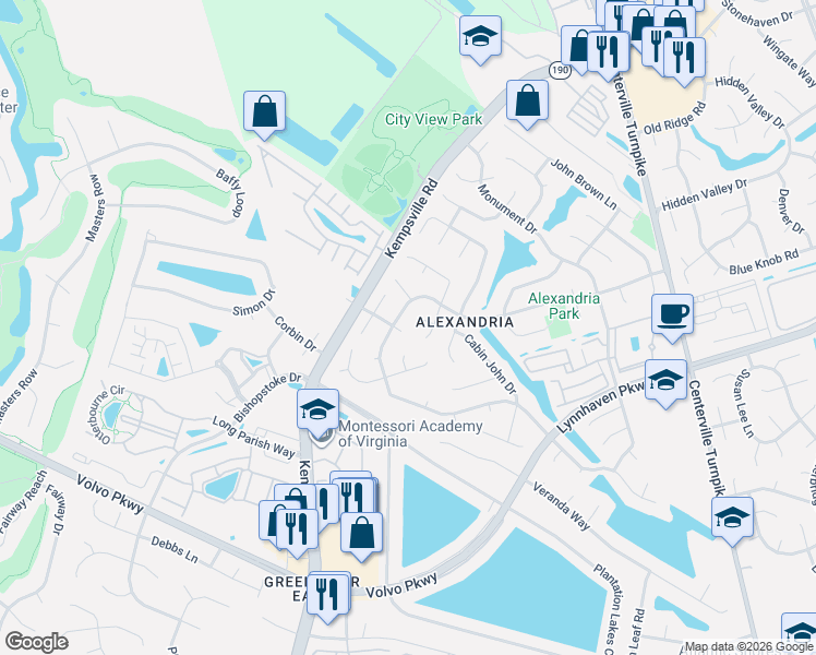 map of restaurants, bars, coffee shops, grocery stores, and more near 5600 Dunn Loring Court in Virginia Beach