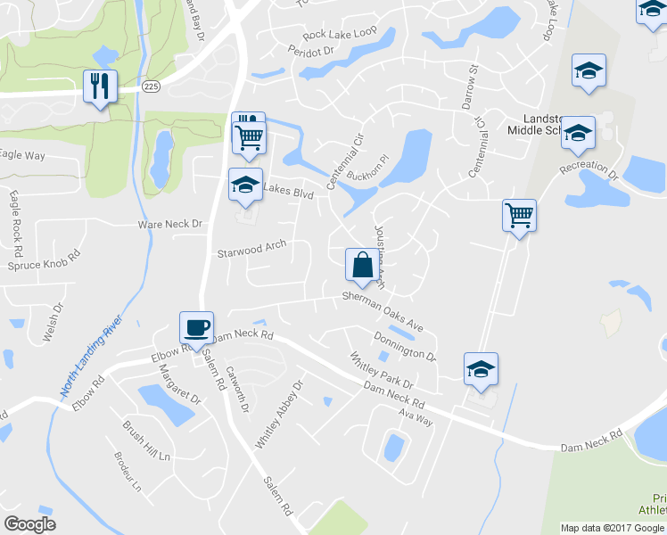 map of restaurants, bars, coffee shops, grocery stores, and more near 3953 Kiwanis Loop in Virginia Beach