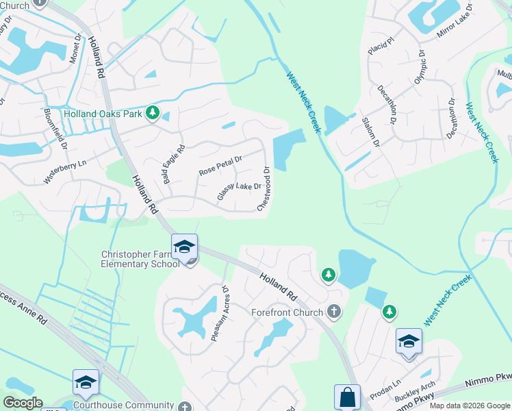 map of restaurants, bars, coffee shops, grocery stores, and more near 1769 Chestwood Drive in Virginia Beach