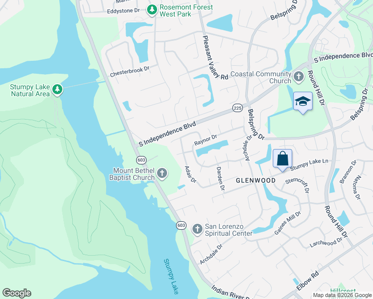 map of restaurants, bars, coffee shops, grocery stores, and more near 1277 Raynor Drive in Virginia Beach