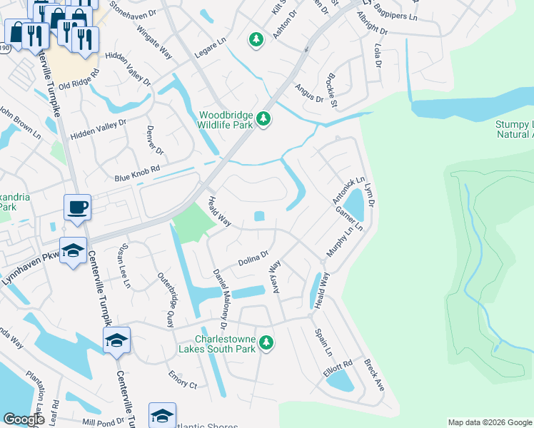 map of restaurants, bars, coffee shops, grocery stores, and more near 1857 Dolina Drive in Virginia Beach