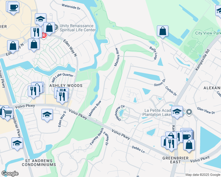 map of restaurants, bars, coffee shops, grocery stores, and more near 1306 Niblick Court in Chesapeake