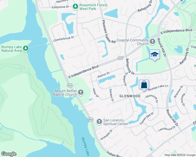map of restaurants, bars, coffee shops, grocery stores, and more near 1277 Raynor Drive in Virginia Beach