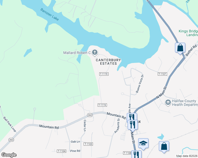 map of restaurants, bars, coffee shops, grocery stores, and more near 350 Canterbury Drive in Halifax
