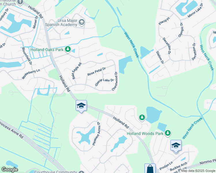 map of restaurants, bars, coffee shops, grocery stores, and more near 2801 Tree Trunk Court in Virginia Beach