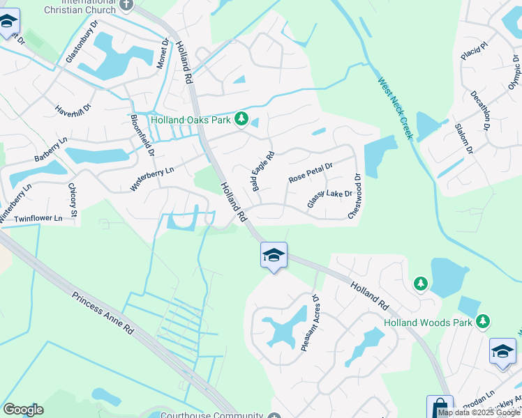 map of restaurants, bars, coffee shops, grocery stores, and more near 1853 Chestwood Drive in Virginia Beach