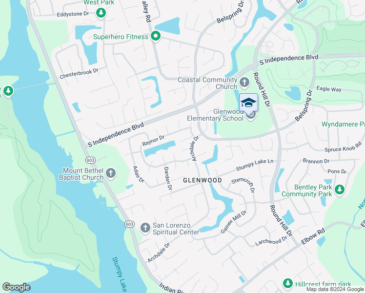 map of restaurants, bars, coffee shops, grocery stores, and more near 1208 Archdale Court in Virginia Beach