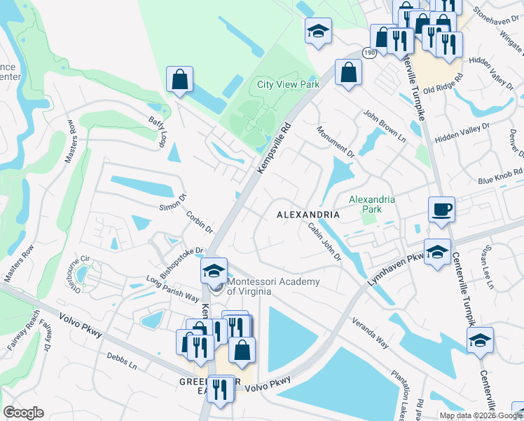 map of restaurants, bars, coffee shops, grocery stores, and more near 5600 Dunn Loring Court in Virginia Beach