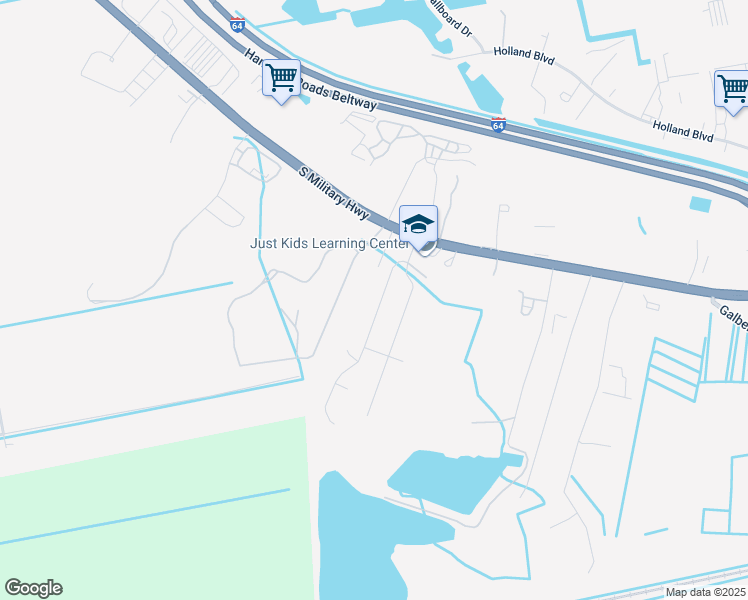 map of restaurants, bars, coffee shops, grocery stores, and more near 820 Dana Drive in Chesapeake