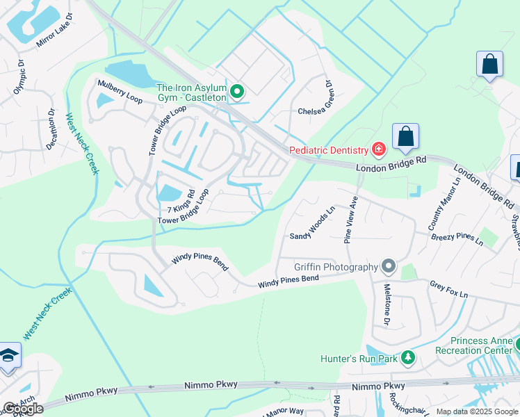 map of restaurants, bars, coffee shops, grocery stores, and more near 2300 Edmenton Drive in Virginia Beach