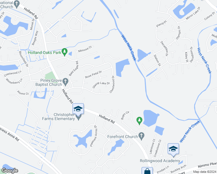 map of restaurants, bars, coffee shops, grocery stores, and more near 2804 Tree Trunk Court in Virginia Beach