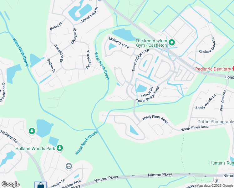 map of restaurants, bars, coffee shops, grocery stores, and more near 2536 Farmworth Trail in Virginia Beach