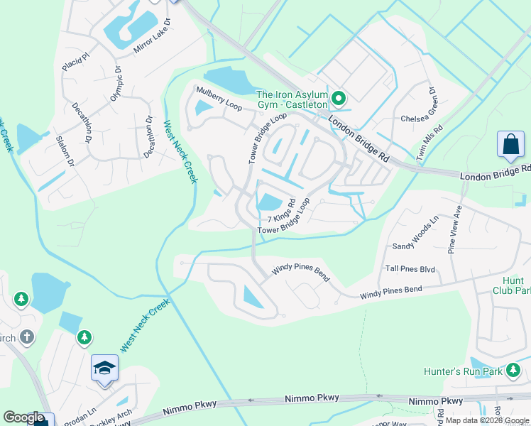 map of restaurants, bars, coffee shops, grocery stores, and more near 2577 7 Kings Road in Virginia Beach