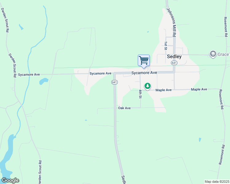 map of restaurants, bars, coffee shops, grocery stores, and more near 18185 Sedley Road in Sedley