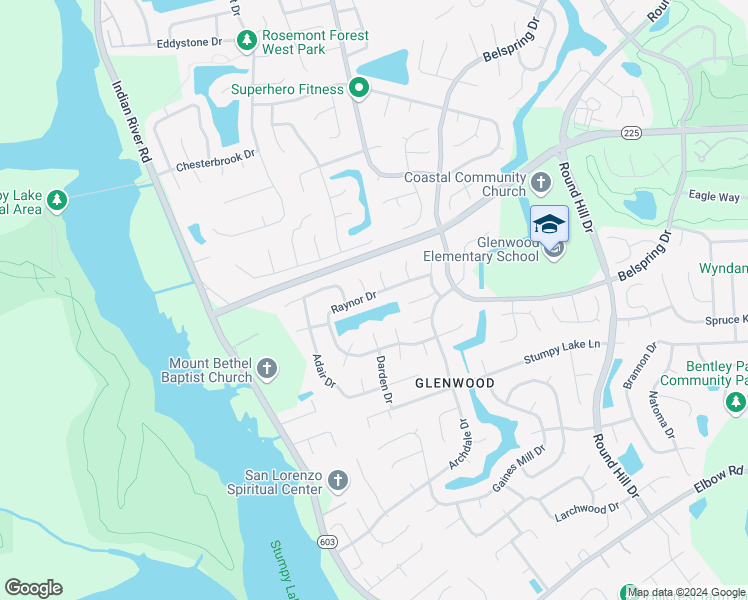 map of restaurants, bars, coffee shops, grocery stores, and more near 1332 Raynor Drive in Virginia Beach