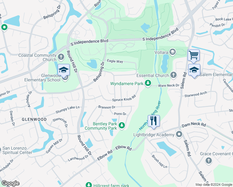 map of restaurants, bars, coffee shops, grocery stores, and more near 2136 Eagle Rock Road in Virginia Beach