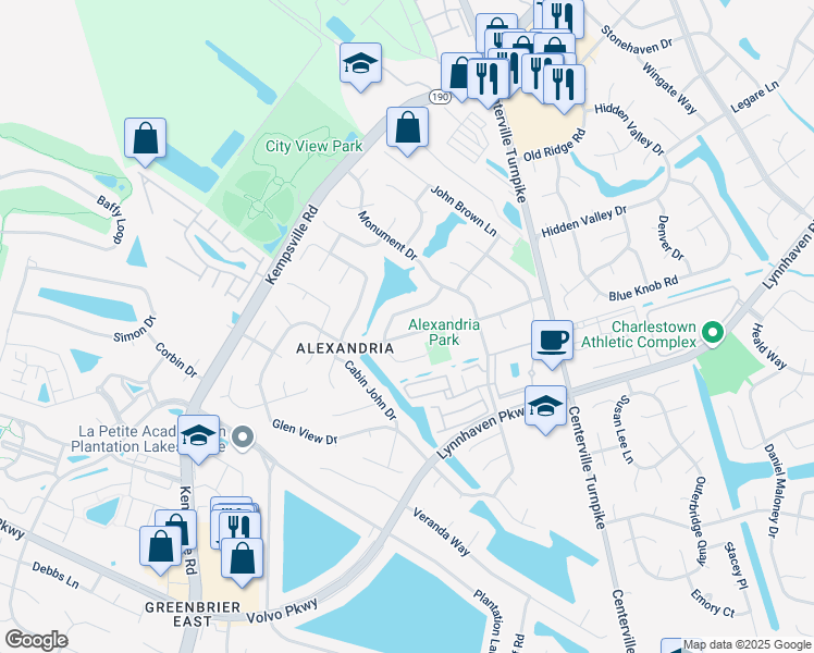 map of restaurants, bars, coffee shops, grocery stores, and more near 5596 Glen View Drive in Virginia Beach