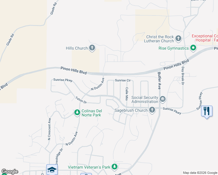 map of restaurants, bars, coffee shops, grocery stores, and more near 4760 Westwind Avenue in Farmington