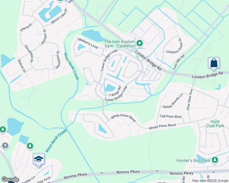 map of restaurants, bars, coffee shops, grocery stores, and more near 2577 7 Kings Road in Virginia Beach