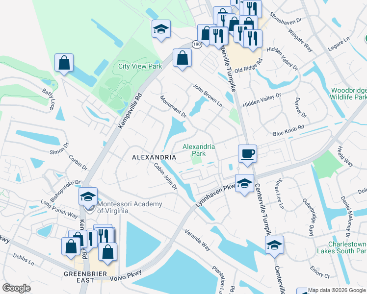 map of restaurants, bars, coffee shops, grocery stores, and more near 5545 Annandale Drive in Virginia Beach