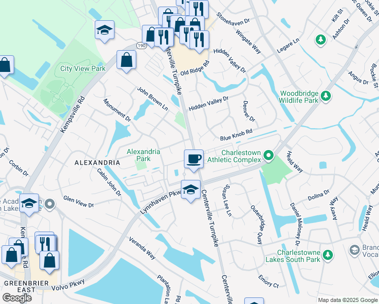 map of restaurants, bars, coffee shops, grocery stores, and more near 2016 Arlington Arch Court in Virginia Beach
