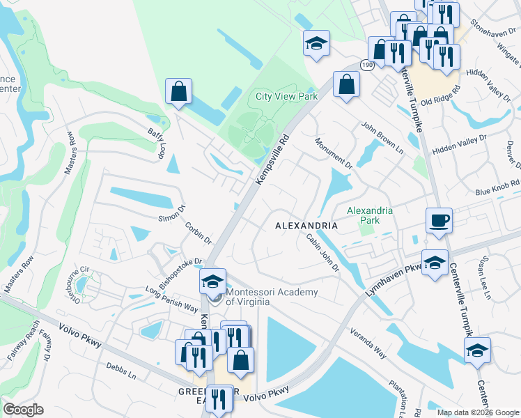 map of restaurants, bars, coffee shops, grocery stores, and more near 2108 Marymount Arch in Virginia Beach