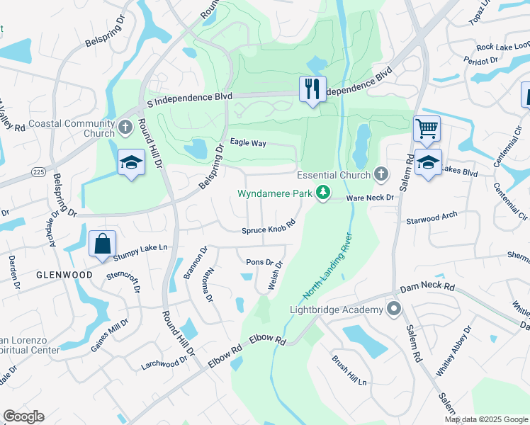 map of restaurants, bars, coffee shops, grocery stores, and more near 4201 Ware Neck Drive in Virginia Beach