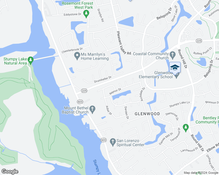 map of restaurants, bars, coffee shops, grocery stores, and more near 1329 Akinburry Road in Virginia Beach