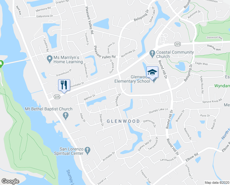map of restaurants, bars, coffee shops, grocery stores, and more near 1200 Jurgen Court in Virginia Beach