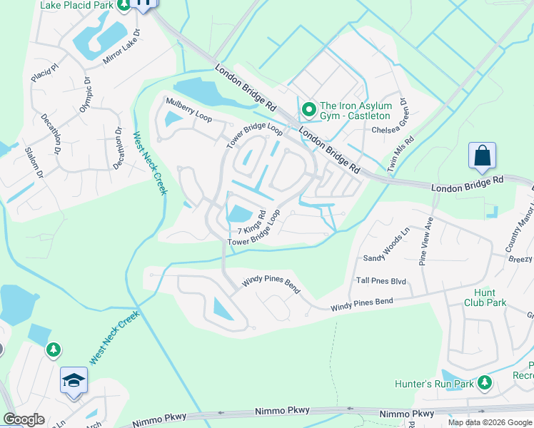map of restaurants, bars, coffee shops, grocery stores, and more near 2492 7 Kings Road in Virginia Beach