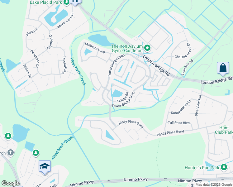 map of restaurants, bars, coffee shops, grocery stores, and more near 2577 7 Kings Road in Virginia Beach