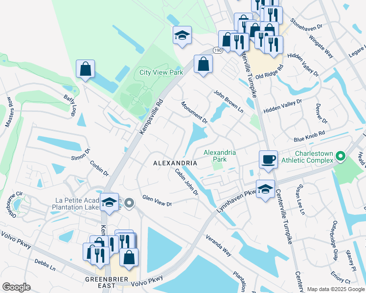 map of restaurants, bars, coffee shops, grocery stores, and more near 2028 Manassas Run in Virginia Beach