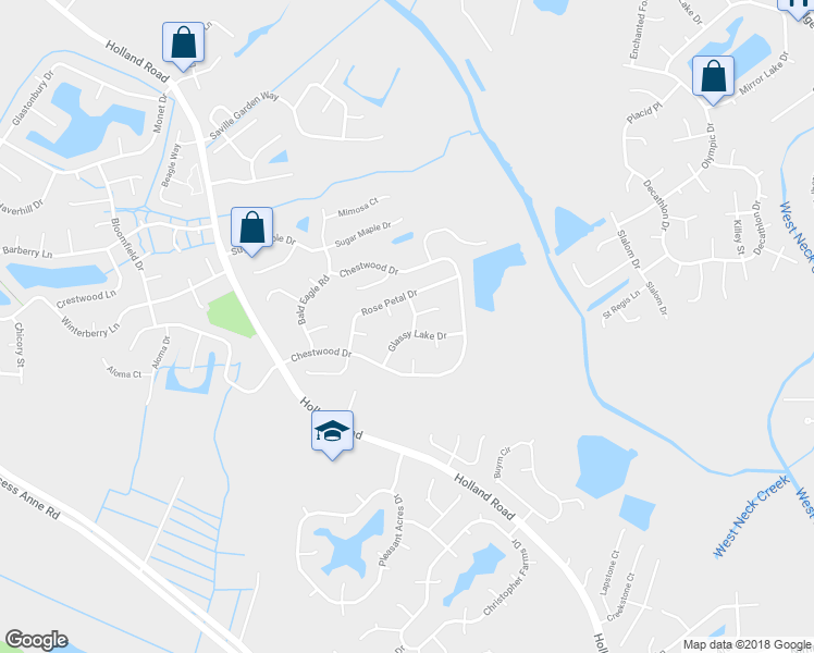 map of restaurants, bars, coffee shops, grocery stores, and more near 1728 Glassy Lake Drive in Virginia Beach