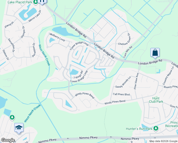 map of restaurants, bars, coffee shops, grocery stores, and more near 2360 Wallington Way in Virginia Beach