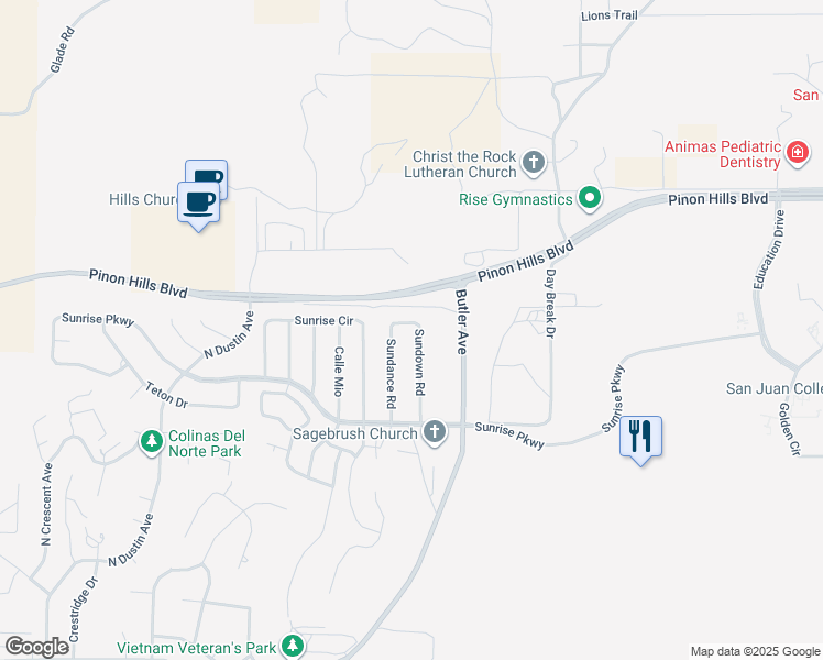 map of restaurants, bars, coffee shops, grocery stores, and more near 4767 Sundown Road in Farmington