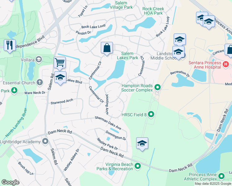 map of restaurants, bars, coffee shops, grocery stores, and more near 3808 Iola Court in Virginia Beach