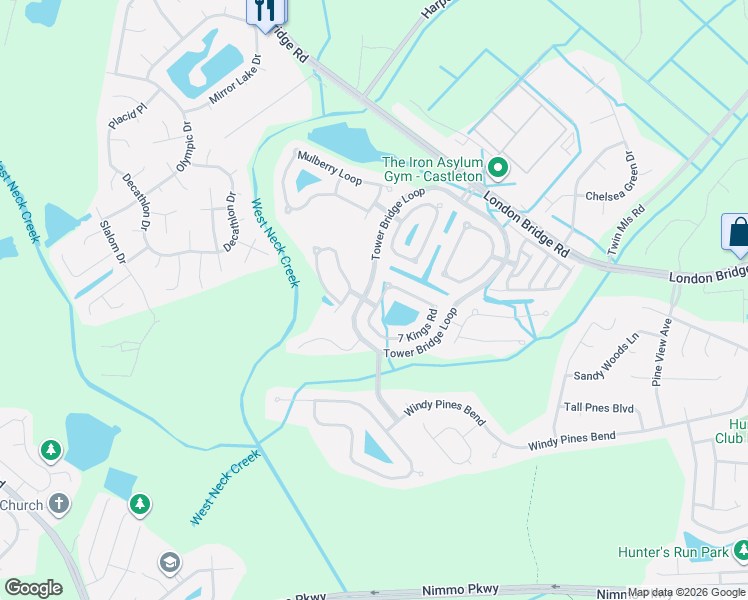 map of restaurants, bars, coffee shops, grocery stores, and more near 2404 7 Kings Road in Virginia Beach