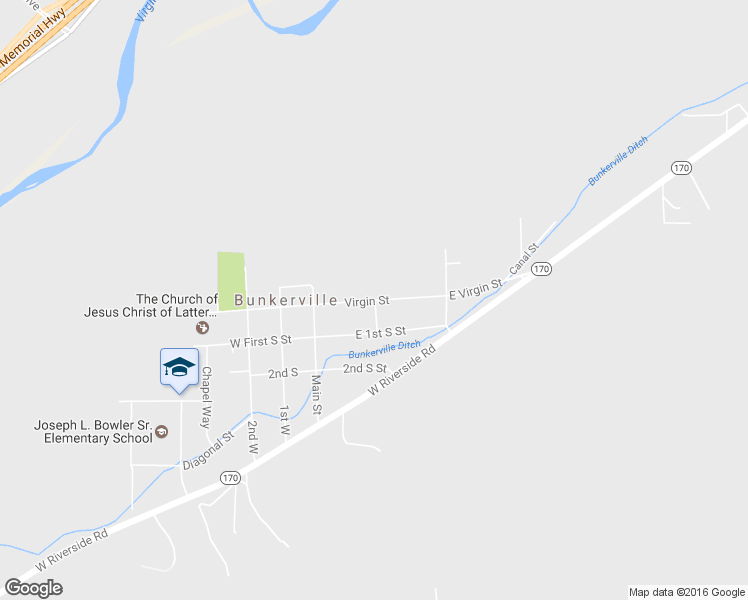 map of restaurants, bars, coffee shops, grocery stores, and more near 300-302 Virgin Street in Bunkerville