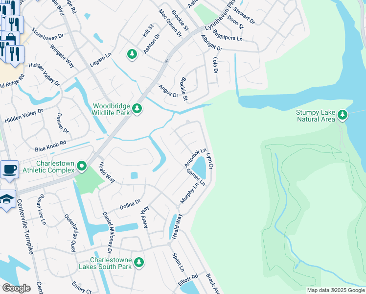 map of restaurants, bars, coffee shops, grocery stores, and more near 820 Bridges Place in Virginia Beach