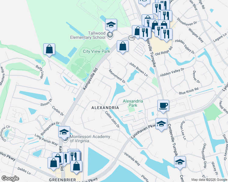 map of restaurants, bars, coffee shops, grocery stores, and more near 2072 Manassas Run in Virginia Beach