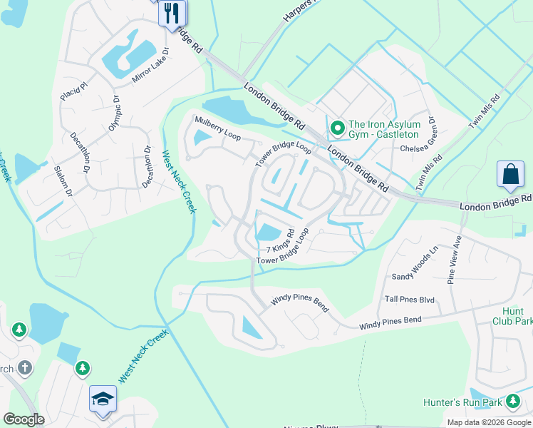 map of restaurants, bars, coffee shops, grocery stores, and more near 2537 7 Kings Road in Virginia Beach