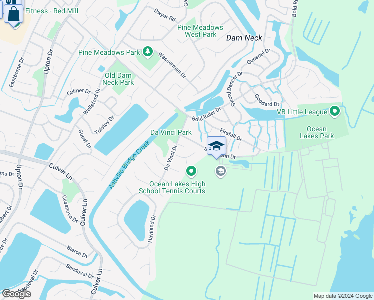 map of restaurants, bars, coffee shops, grocery stores, and more near 901 Nahant Court in Virginia Beach